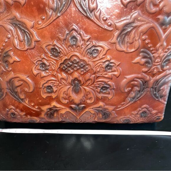 Genuine Leather Purse Handbag Vintage Embossed Tote Crossbody Shoulder Satchel - Picture 12 of 13